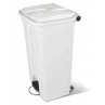 Poubelle 90L blanche couvercle blanc